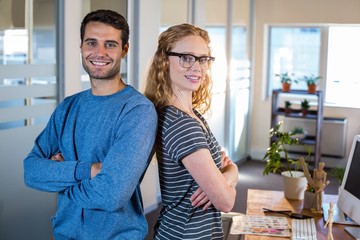 Portrait of smiling partners posing together 