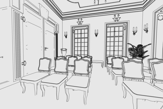 cartoon image of manor interior