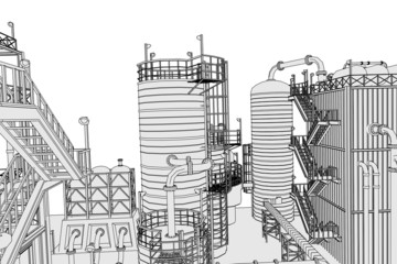 cartoon image of oil refinery
