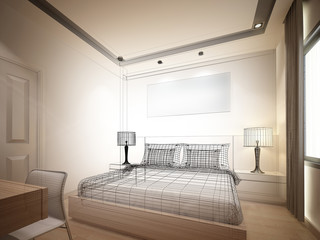 abstract sketch design of interior bedroom 