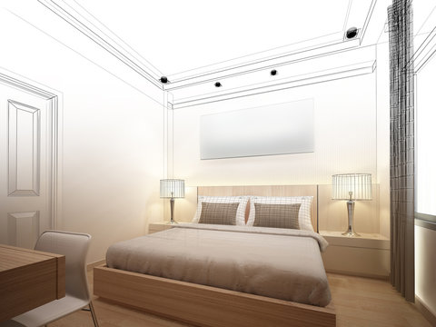 abstract sketch design of interior bedroom 