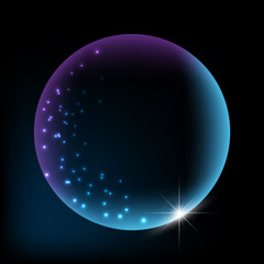 Glowing Circle & Stars - silver/gray - Vector Background