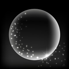 Glowing Circle & Stars - silver/gray - Vector Background