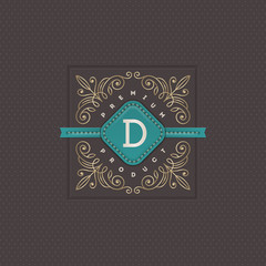 Monogram logo template with flourishes calligraphic elegant ornament elements