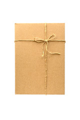 Brown paper parcel wrap delivery isolated on white