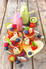 Jelly and fruit smoothie. Healthy summer treat.