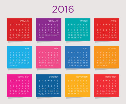 Calendar 2016 Vector Template