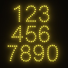 3d render of light bulb numbers