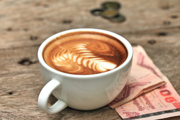 Vintage latte art coffee