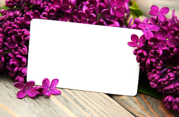 Lilac flowers with empty card