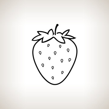 Strawberry ,Image Strawberry in the Contours, Black and White Vector Illustration