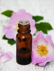 essential oil in glass bottle