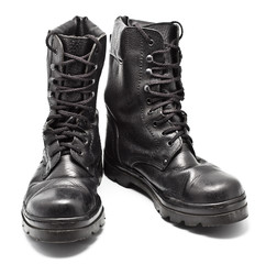 Black Leather Army Boots