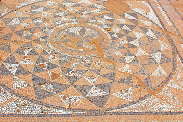 Ancient Greek mocaic in palaestra of Dion, Pieria, Greece