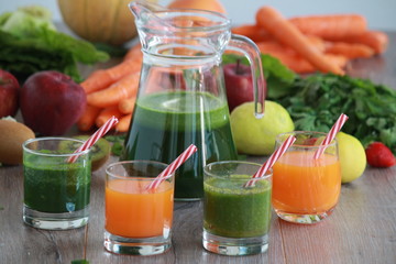 Fresh vegetables, fruits,juice and smoothie
