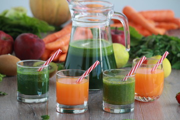 Fresh vegetables, fruits,juice and smoothie
