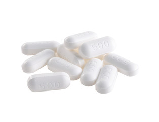 medicine pills on white background