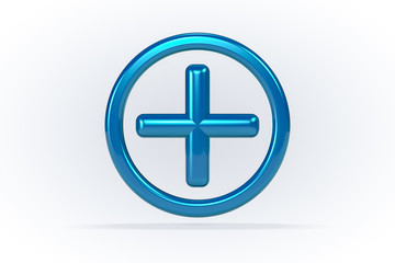 Obraz premium 3D Blue Plus or Cross isolated symbol, sign or icon.