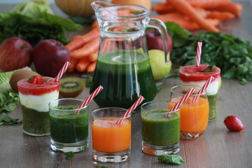 Fresh vegetables, fruits,juice and smoothie