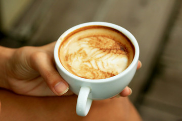 Vintage latte art coffee