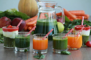 Fresh vegetables, fruits,juice and smoothie