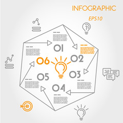 linear infographic hexagon from arrows