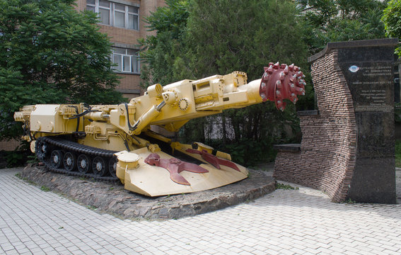 Roadheader KSP-32 mounted on the main street of Donetsk. Ukraine
