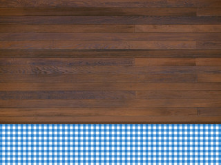 Holzhintergrund mit Tischdecke blau weiß