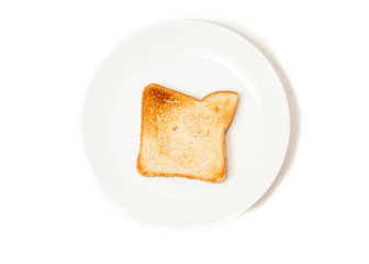 isolated shot of fresh baked toast on white dish
