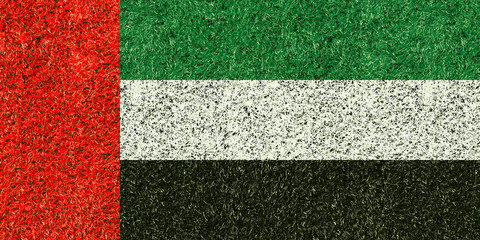 United Arab Emirates flag texture on green grass