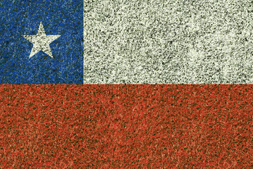 Chile flag texture on green grass
