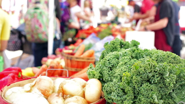 Summer farmers market on Main Street in Parker, Colorado.