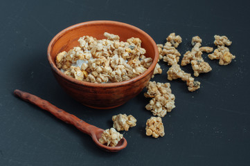 Pomegranate granola with yogurt