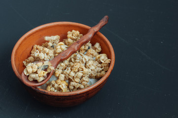 Pomegranate granola with yogurt