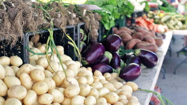 Summer farmers market on Main Street in Parker, Colorado.