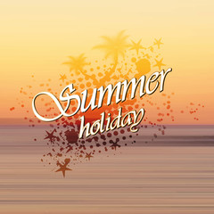 Summer holiday background, sunset on the beach