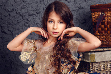 Portrait of fashion child studio shot