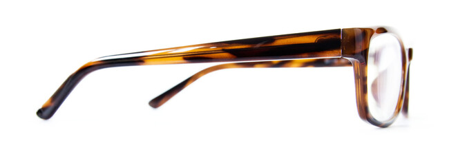eyeglasses isolated on white background, side view