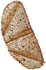 Slice of Toasted Integral Brown Bread, isolated on White Background.