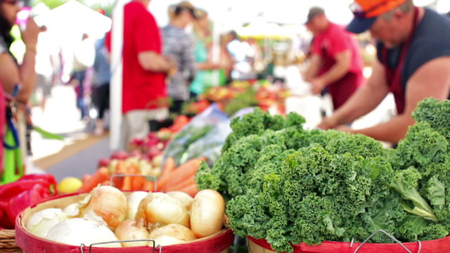 Summer farmers market on Main Street in Parker, Colorado.