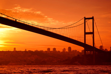 Fototapeta na wymiar Bosphorus Bridge in Istanbul at sunset