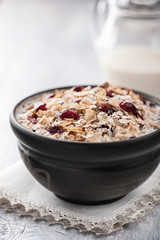 Muesli with berries and milk