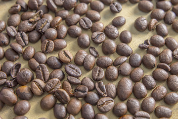 Brown coffee raw beans background texture