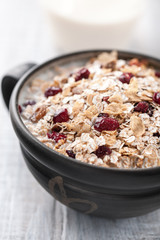 Muesli with berries and milk