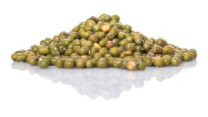 Mung beans over white background