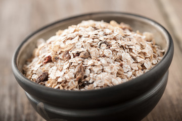 Organic muesli in a bowl