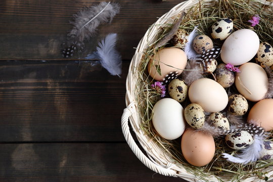 eggs in a rustic basket