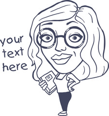 schoolgirl in glasses with books line