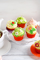 Colored Easter cupcakes