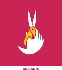 hand holding scissors color mark